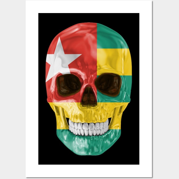 Togo Flag Skull - Gift for Togolese With Roots From Togo Wall Art by Country Flags